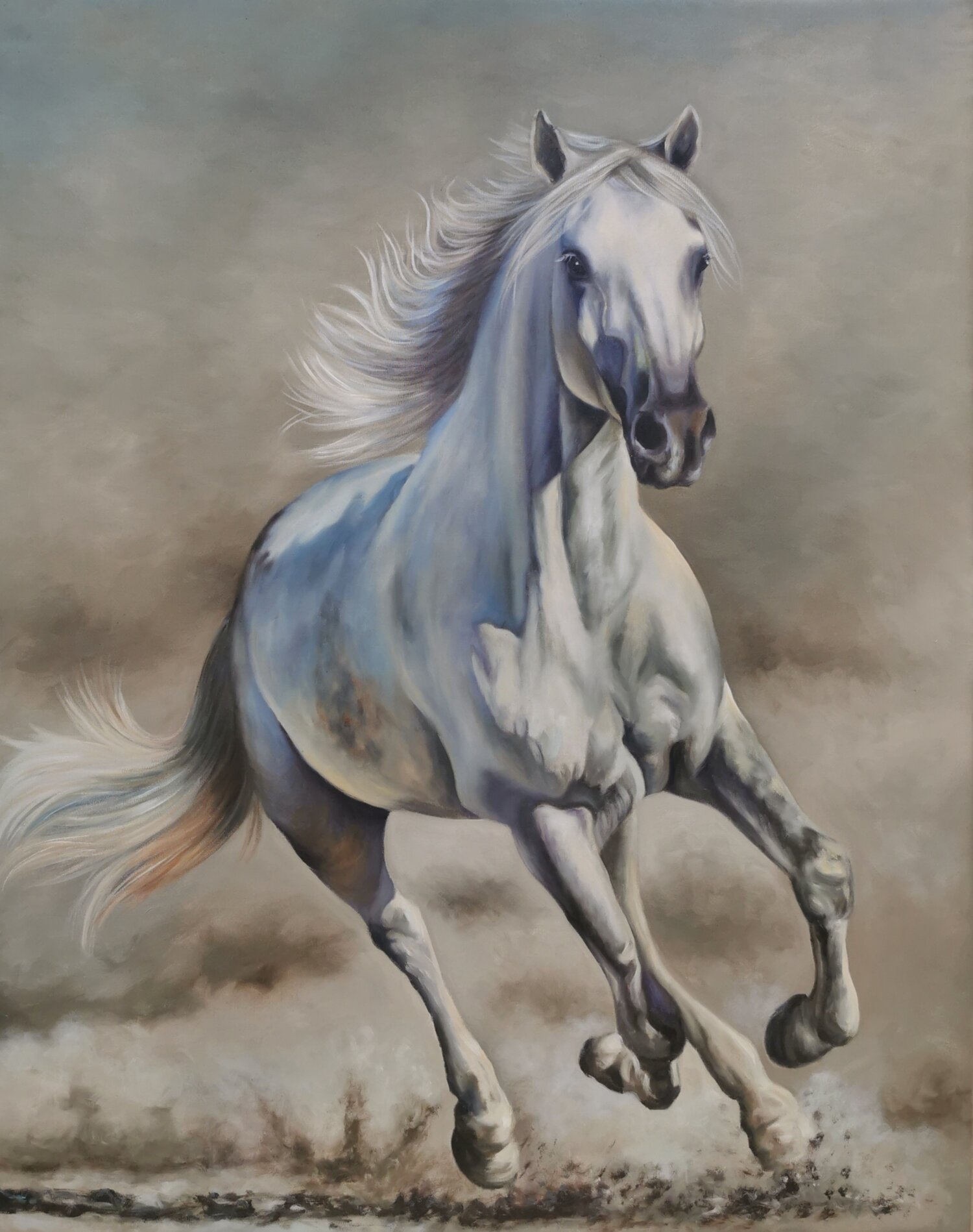 لوحة خيل مرسومة يدويا 